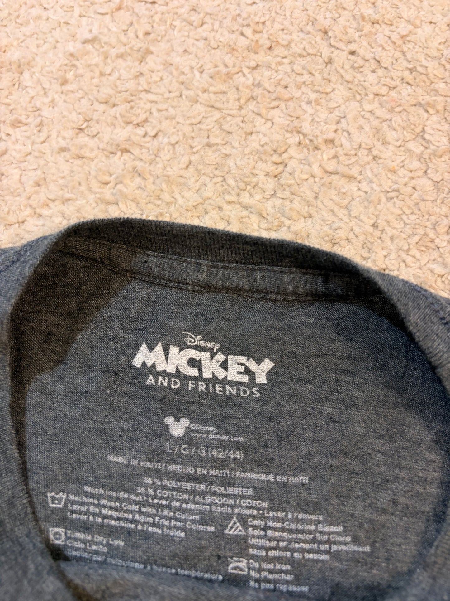 T-shirt Disney Mickey Mouse Classic Gris Anthracite Vintage – Taille L | Seconde Main