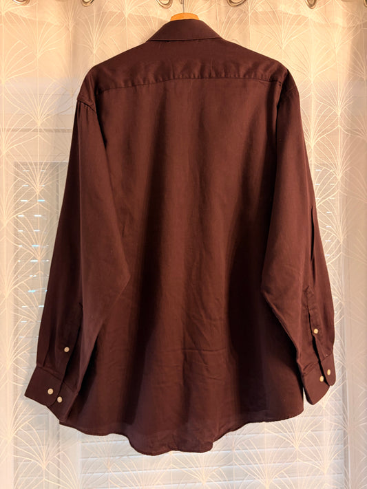 Chemise Pierre Cardin Manches Longues Satinée Chocolat / Bordeaux – Taille XL