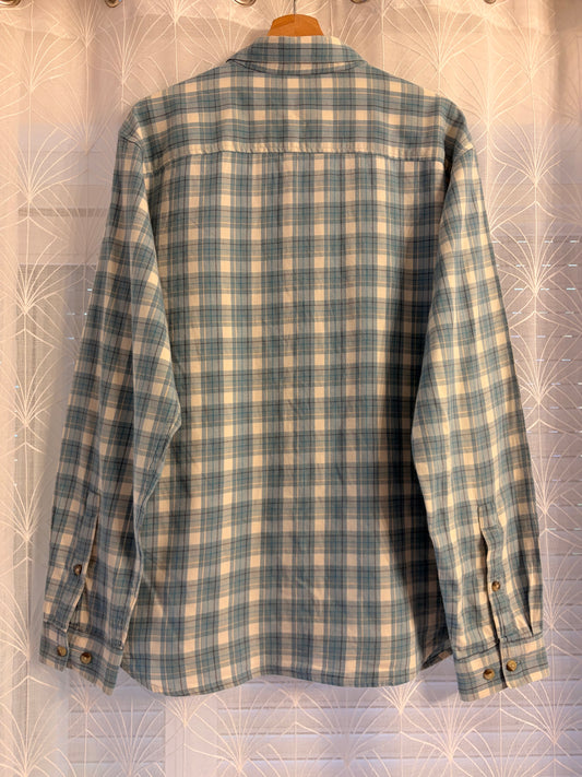 Chemise Columbia Vapor Ridge III Plaid AM8053 Carreaux Bleu Ciel/Blanc/Beige 97% Coton Stretch Poche Brodée – Homme – Taille L