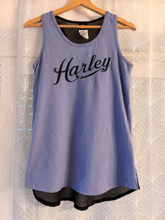 Débardeur Harley-Davidson El Paso Texas Bi-matière Lavande Brodé Voile Noir Transparent – Femme – Taille M