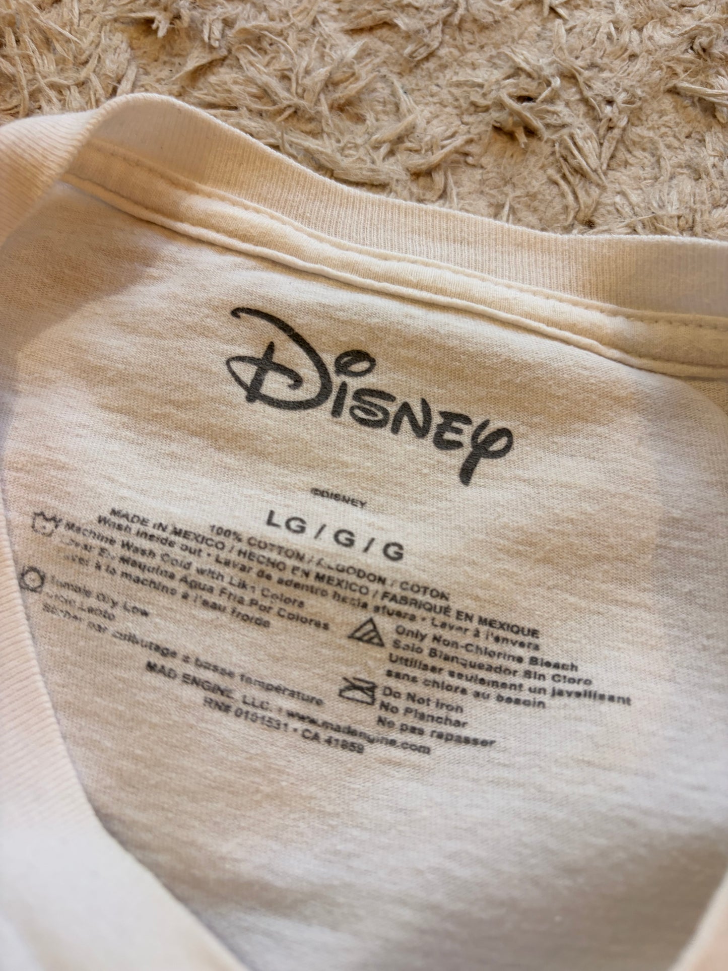 T-shirt Disney Mickey Donald Dingo Streetwear Hip-Hop Vintage 90s Blanc Crème 100% Coton – Unisexe – Taille L
