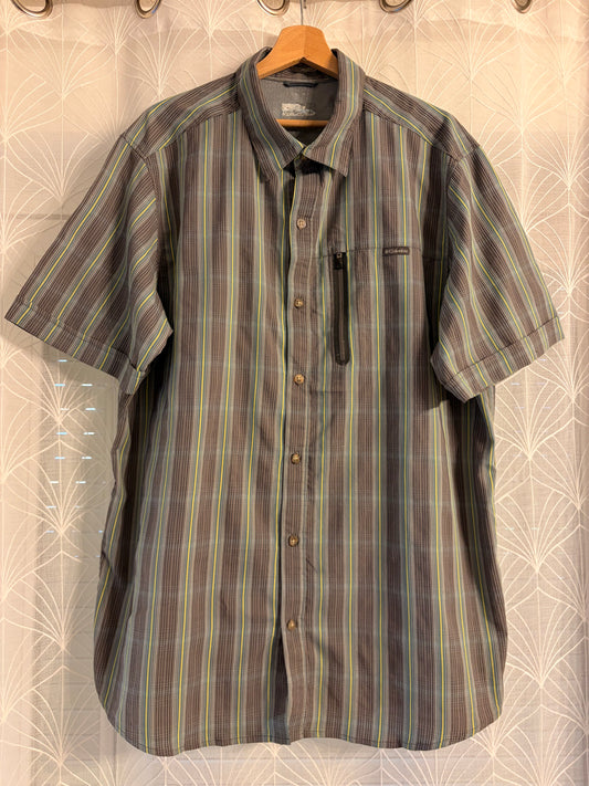 Chemise Technique Columbia Randonnée Grise Rayures Poche Zippée – Homme – Taille XL