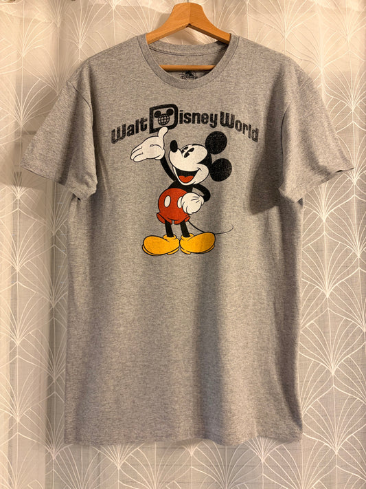 T-shirt Walt Disney World Mickey Mouse Rétro Gris Chiné – Mixte – Taille L