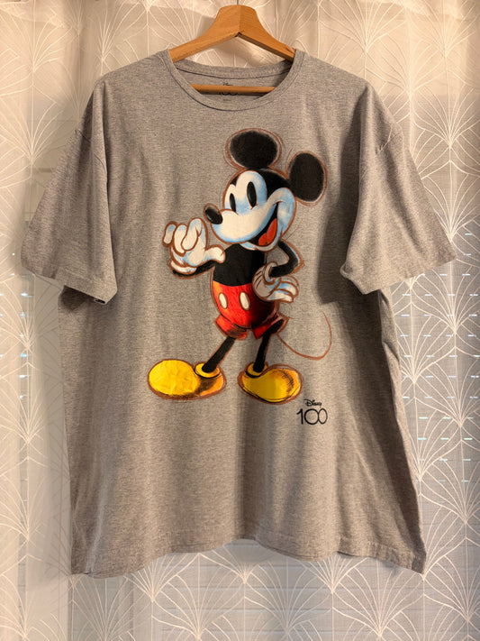 T-shirt Disney 100 Ans Mickey Mouse Gris Chiné – Taille XL | Seconde Main