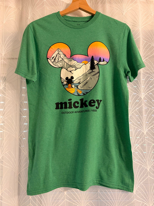 T-shirt Disney Mickey Outdoor Adventures Vert – Taille S | Seconde Main