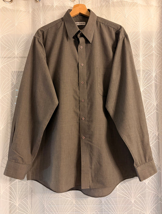 Chemise Pierre Cardin Marron Taupe Chiné Manches Longues – Homme – Taille 16/16½ (XL)