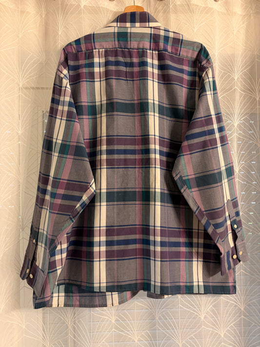 Chemise Pierre Cardin Tartan Gris Violet Bleu Canard – Taille XXL | Seconde Main