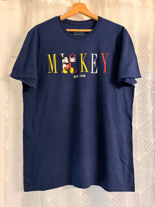 T-shirt Disney Mickey Mouse Est. 1928 Bleu Marine – Taille L | Seconde Main