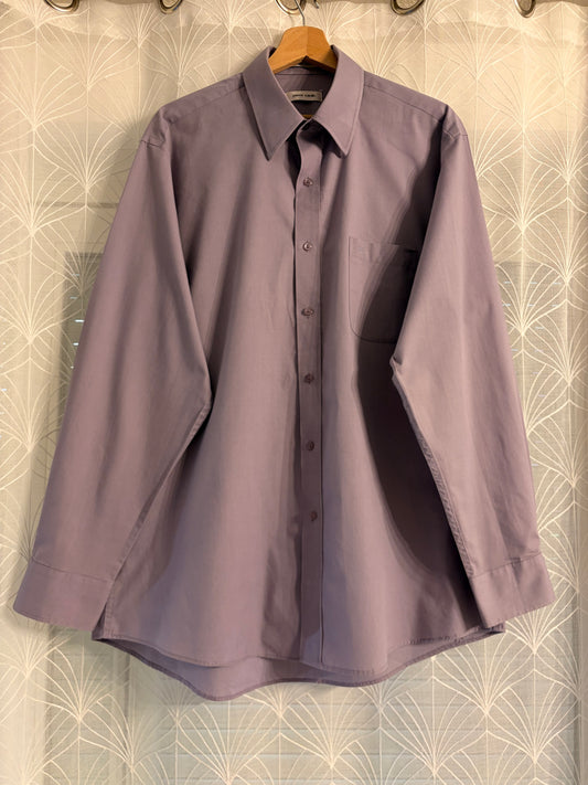 Chemise Pierre Cardin Unie Parme/Vieux Rose Manches Longues – Homme – Taille L