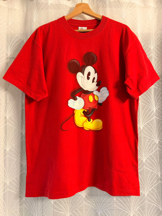 T-shirt Disney Mickey Mouse Classique Rouge Imprimé Vintage – Mixte – Taille XL