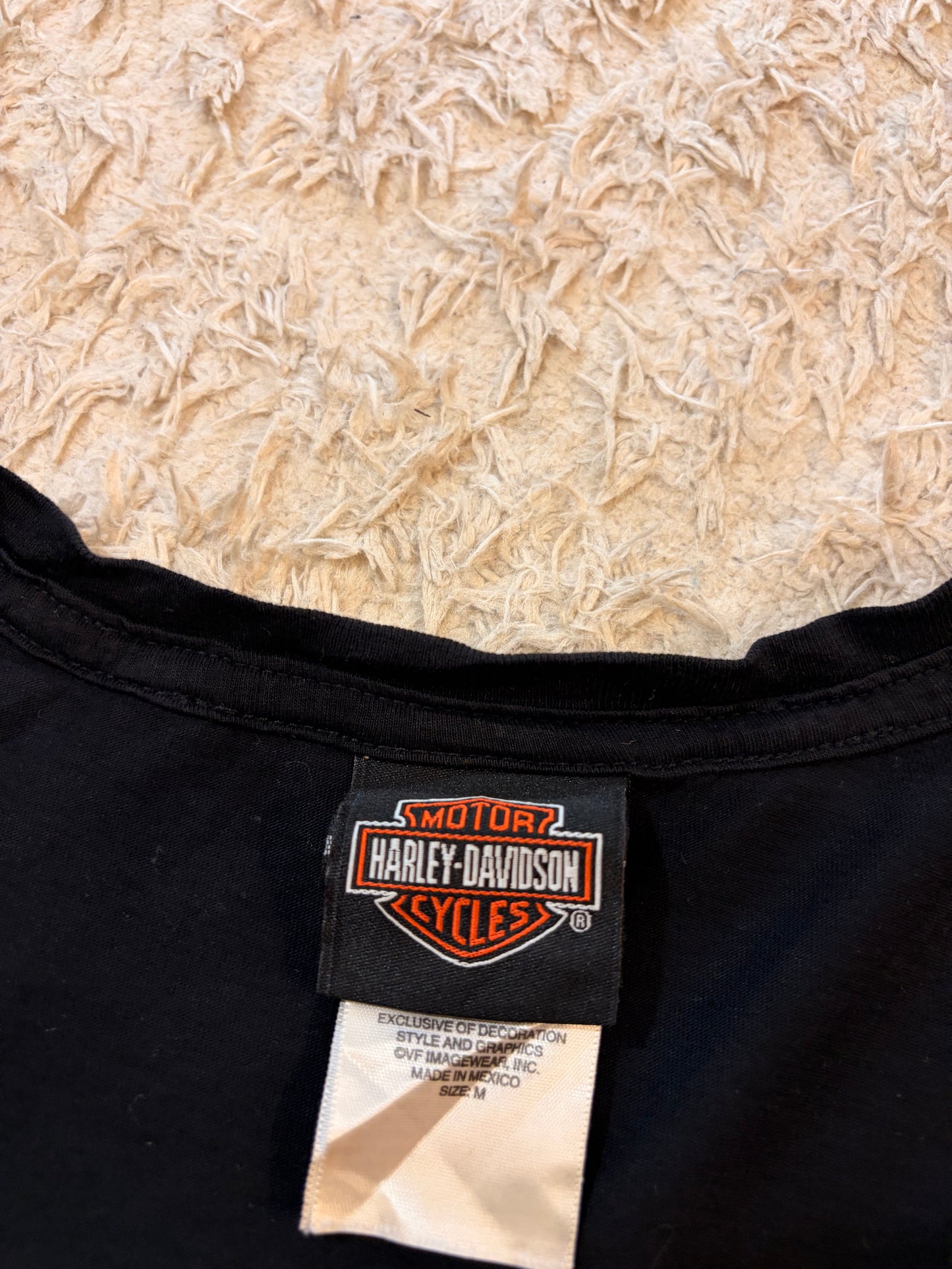 T-shirt Harley-Davidson Rimouski Québec Grunge Corset Col V 100% Coton – Femme – Taille M
