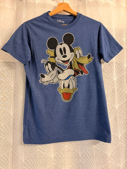 T-shirt Disney Mickey Donald Dingo Pluto Bleu Chiné – Taille S Femme