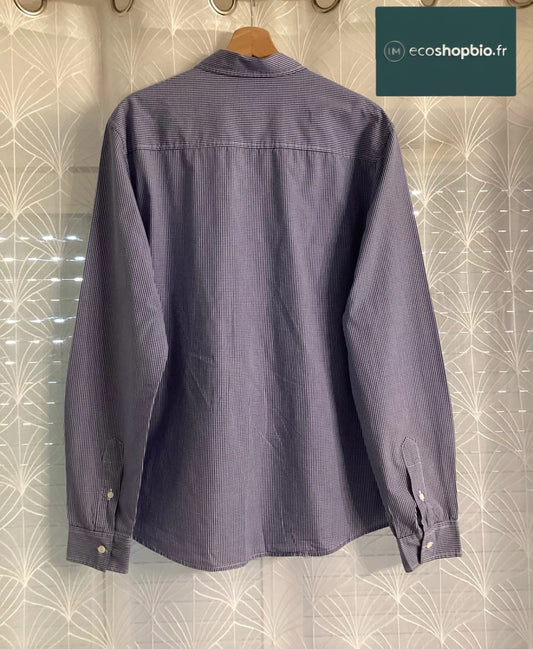 Chemise GF Ferré (Gianfranco Ferré) Micro-Carreaux Bleu Marine 100% Coton Made in Italy – Taille IT54/XL | Seconde Main
