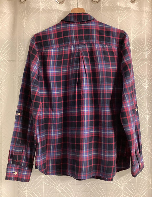 Surchemise Flanelle Tommy Hilfiger Carreaux Multicolore Noir Rouge Violet Vert – Taille L Femme | Seconde Main