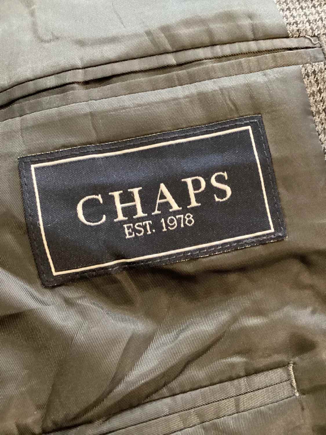 🧥 Blazer Chaps Homme - Carreaux Gris/Noir/Kaki - Taille L