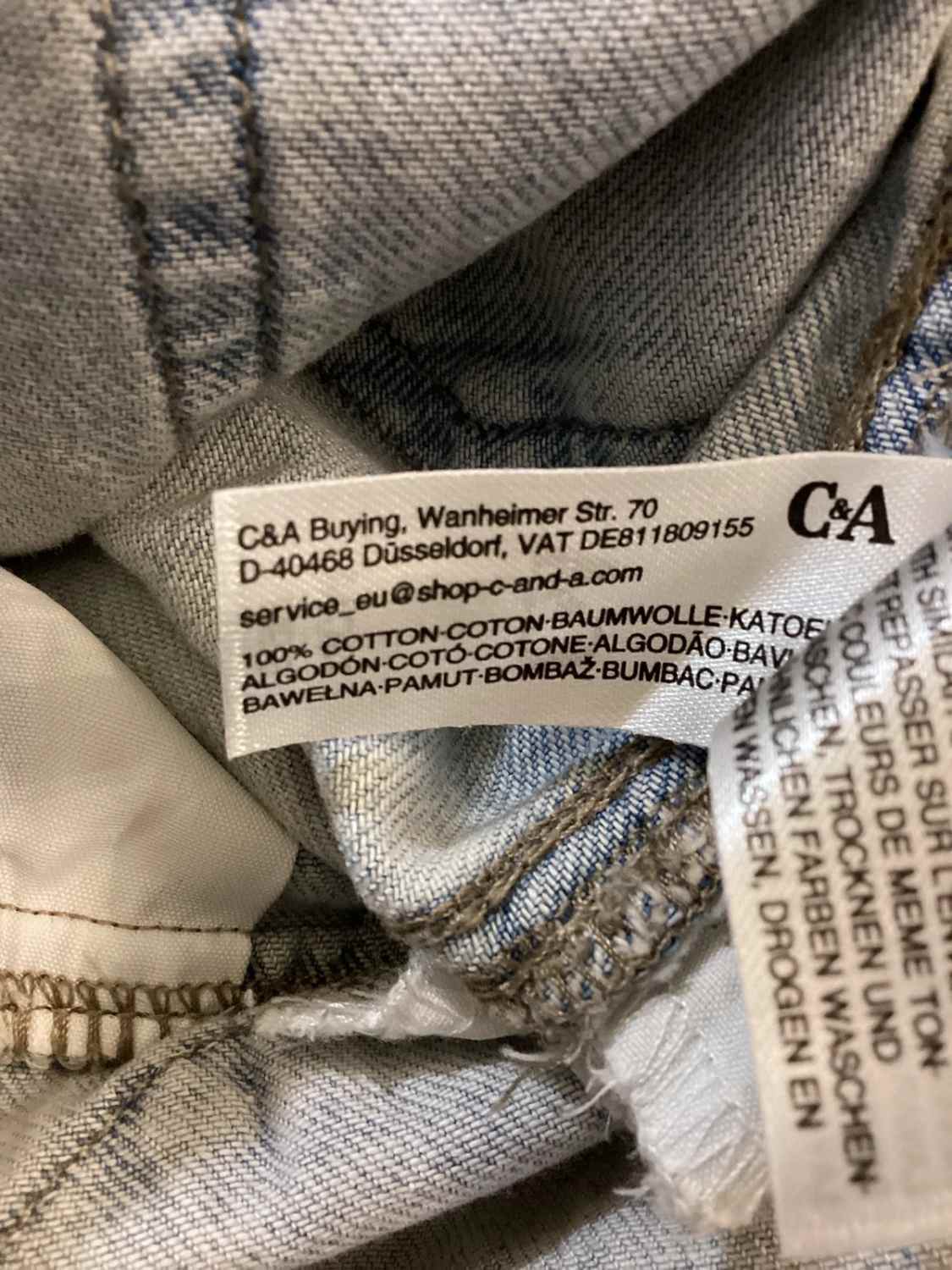 👖 Combi-short Jeans C&A Baby - Bleu Clair - 6-9 Mois - NEUF avec étiquette - Garçon
