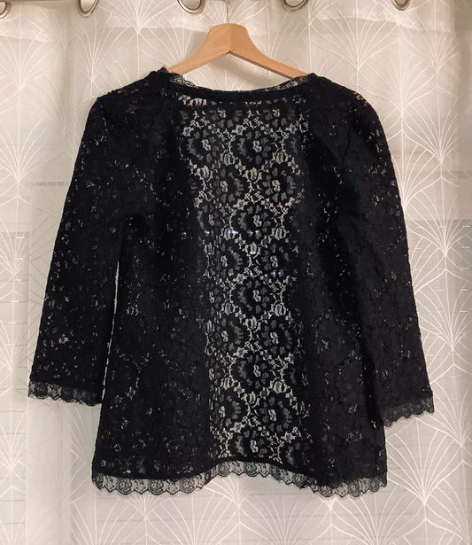 👗 Blusa Trasparente Nera Stile Cardigan - Taglia S - Cotone