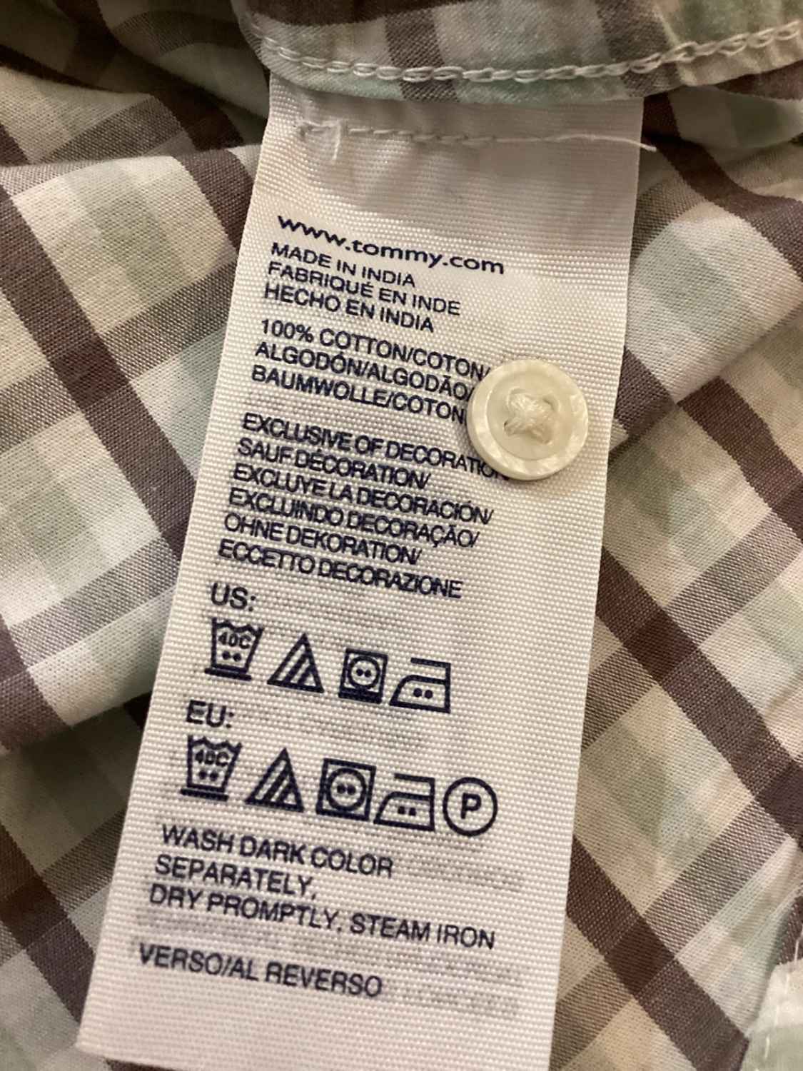 Chemise Tommy Hilfiger à Carreaux - Marron/Blanc/Vert - Taille L/G