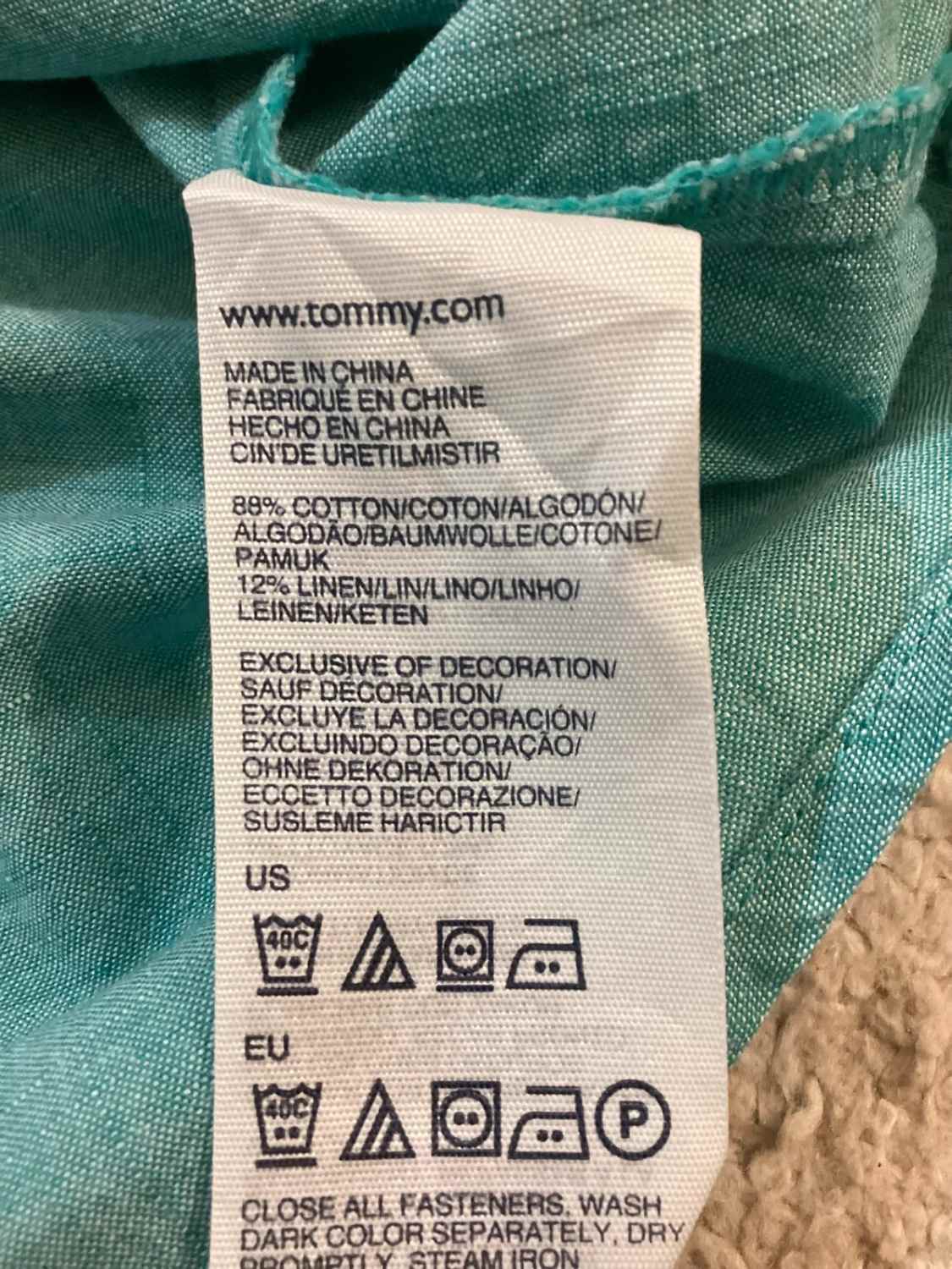 Chemise Tommy Hilfiger Femme - Turquoise - Coton/Lin - Taille M