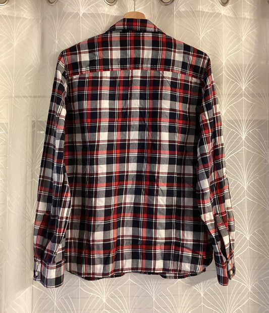 🍂 Chemise Tommy Hilfiger Flanelle - Carreaux Marine/Gris/Bordeaux - Taille M