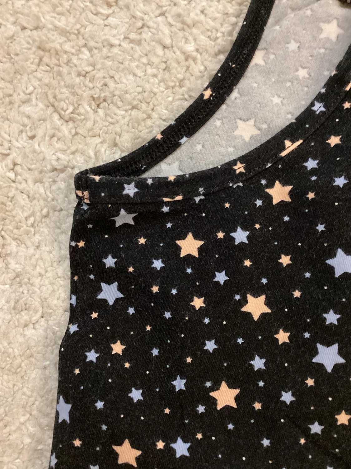 🎨 Top Tezenis à Motif - Noir/Bleu/Abricot - Taille S - Coton/Elastane