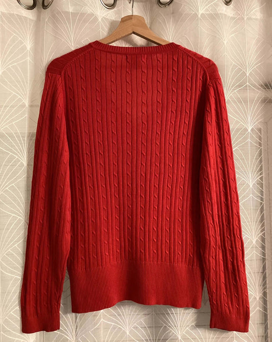 🔴 Sweat Câblé Tommy Hilfiger - Rouge - Taille L/G