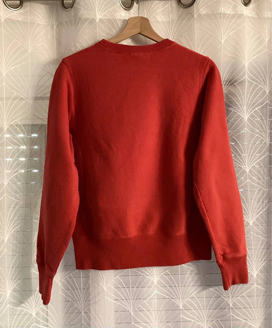 Sweat-shirt rouge à col rond, vêtement seconde main pour homme, style casual et confortable