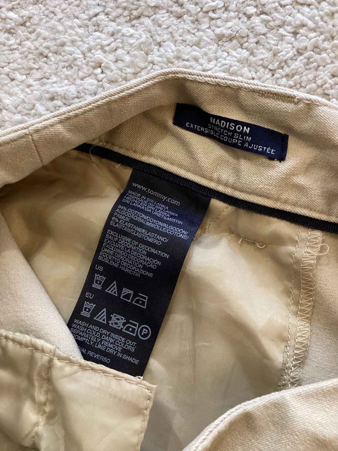 🤎 Chino Tommy Hilfiger "Madison" - Beige - Slim Stretch - Taille UK8 (M)