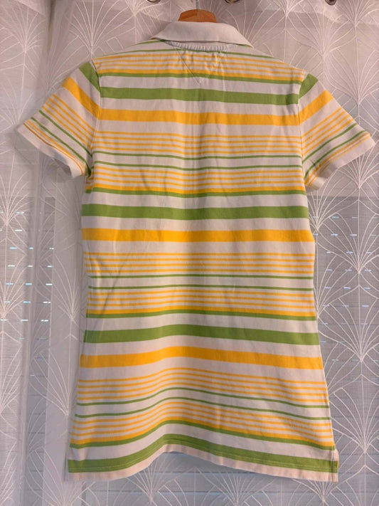 💚💛 Polo Tommy Hilfiger Rayé - Blanc/Vert/Jaune - Taille S/P