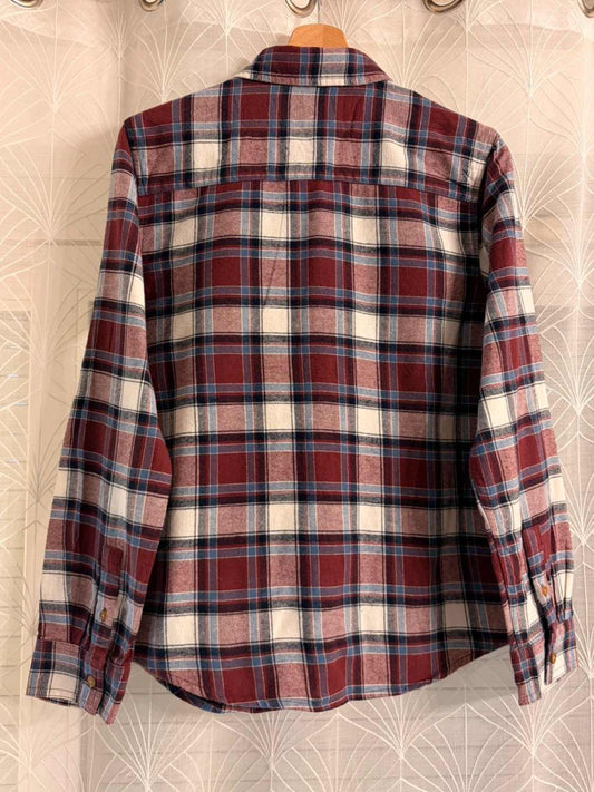👦 Camicia Wrangler Flanella - Quadri Bordeaux/Blu Marino/Bianco/Blu - Taglia 14A-16A
