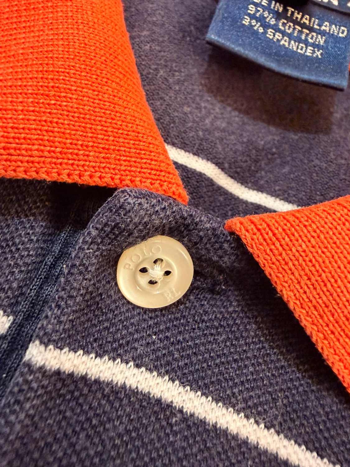Polo Ralph Lauren Golf Femme Rayé - Marine/Blanc/Orange - Taille S