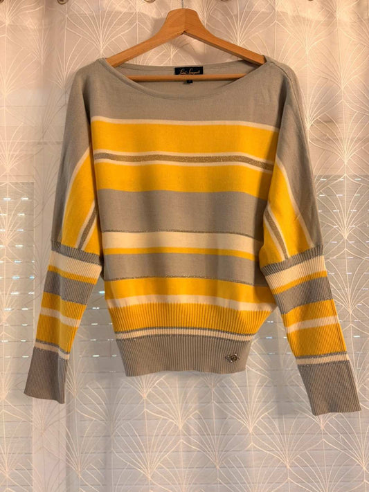 💛 Felpa Luisa Spagnoli a Righe Grigio/Giallo - Lusso Casual