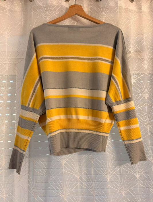 💛 Felpa Luisa Spagnoli a Righe Grigio/Giallo - Lusso Casual