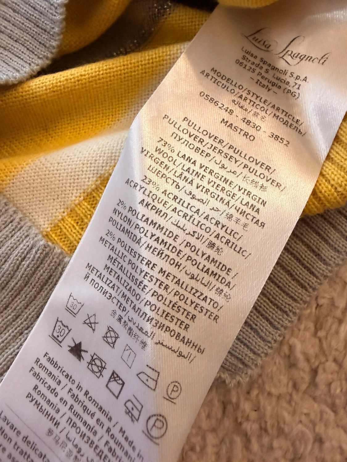 💛 Sweat Luisa Spagnoli à Rayures Gris/Jaune - Luxe Décontracté