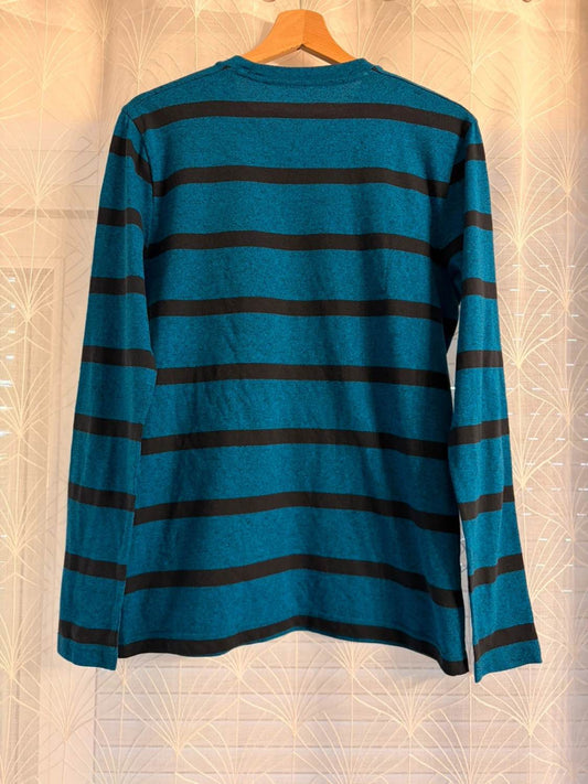 🔵 T-shirt Hollister Manches Longues à Rayures Bleu/Noir - California Cool