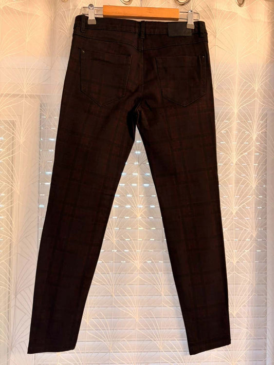 🖤🍷 Pantalón Zara Básico Denim Negro/Burdeos - Original y Cómodo