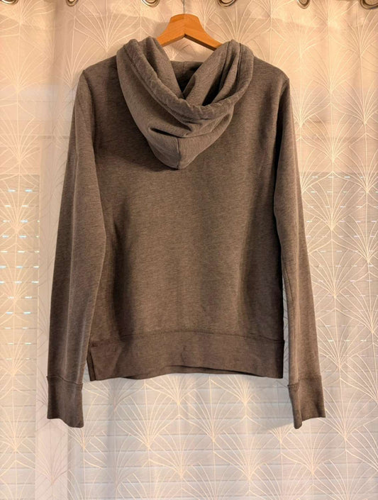 Sweat à capuche gris chiné, vêtement seconde main mode décontractée, idéal pour style casual