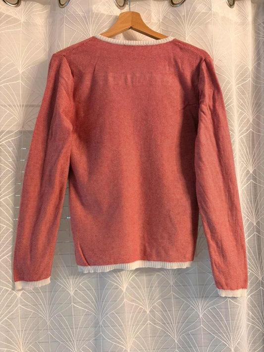 Pull Fin La Martina Polo Heritage Rayures Rouge/Blanc Col V Brodé – Femme – Taille M