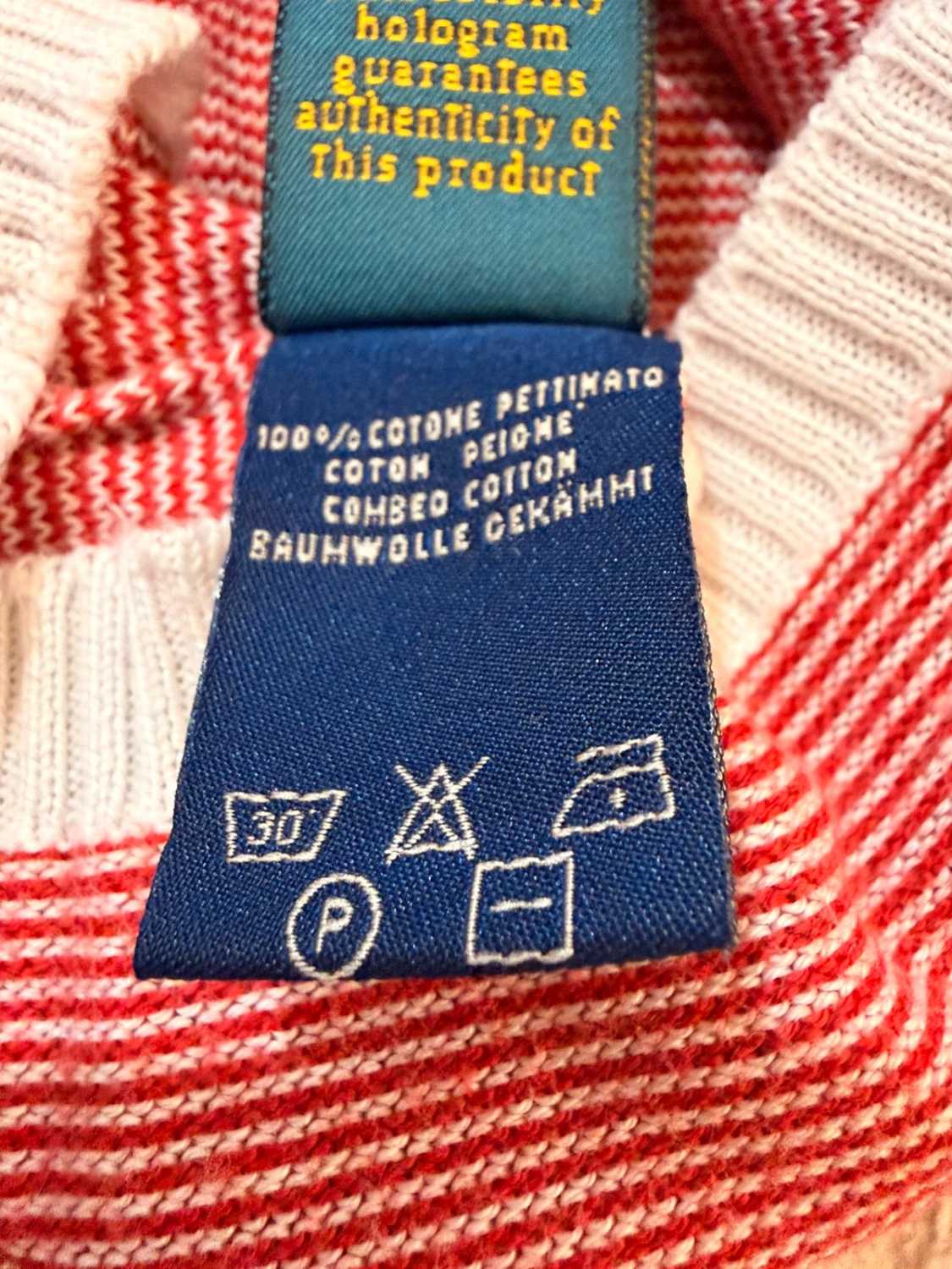 Pull Fin La Martina Polo Heritage Rayures Rouge/Blanc Col V Brodé – Femme – Taille M