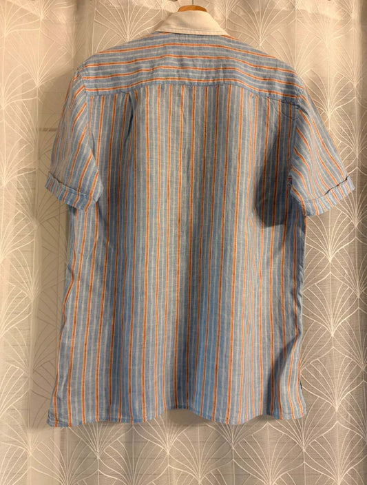 🧡 Camicia Napapijri a Righe Azzurro Chiaro/Bianco/Arancione Lino - Freschezza & Viaggio
