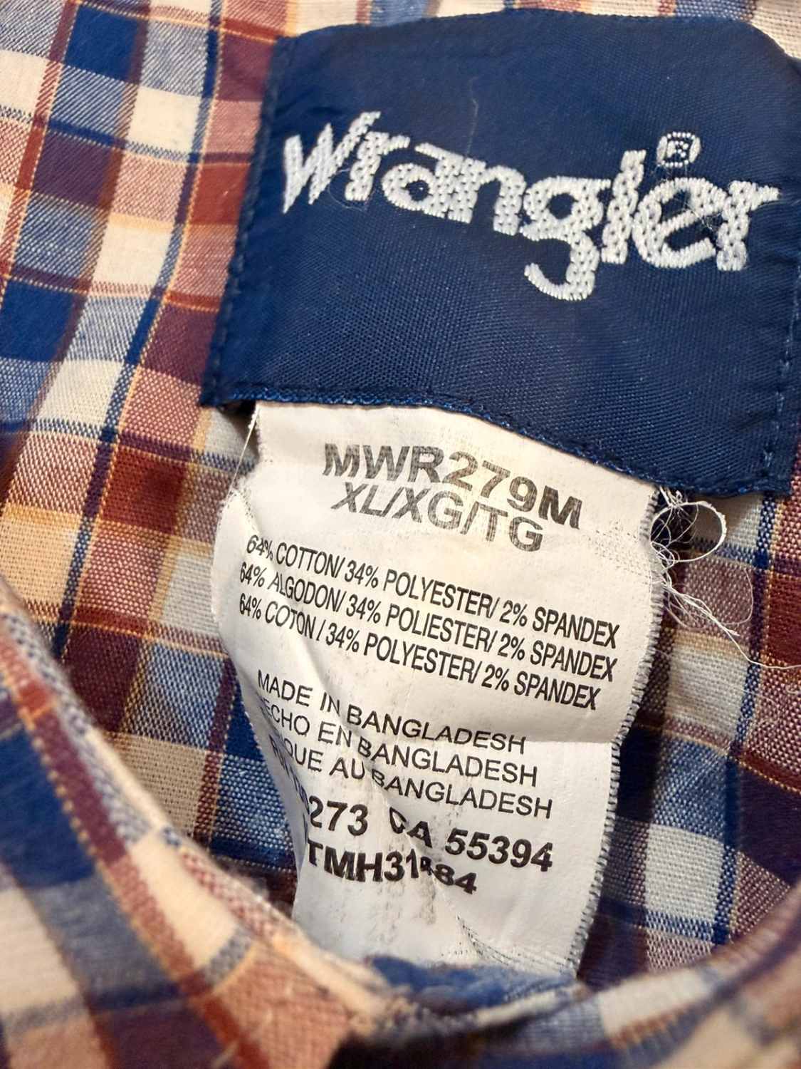 Chemise Wrangler à Carreaux Bleu/Bordeaux/Blanc - Couleur & Confort