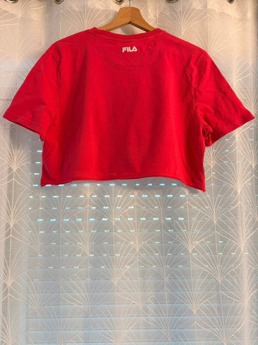 🎽 T-shirt Fila Crop Imprimé Fuchsia/Vert/Corail - Coloré & Tendance