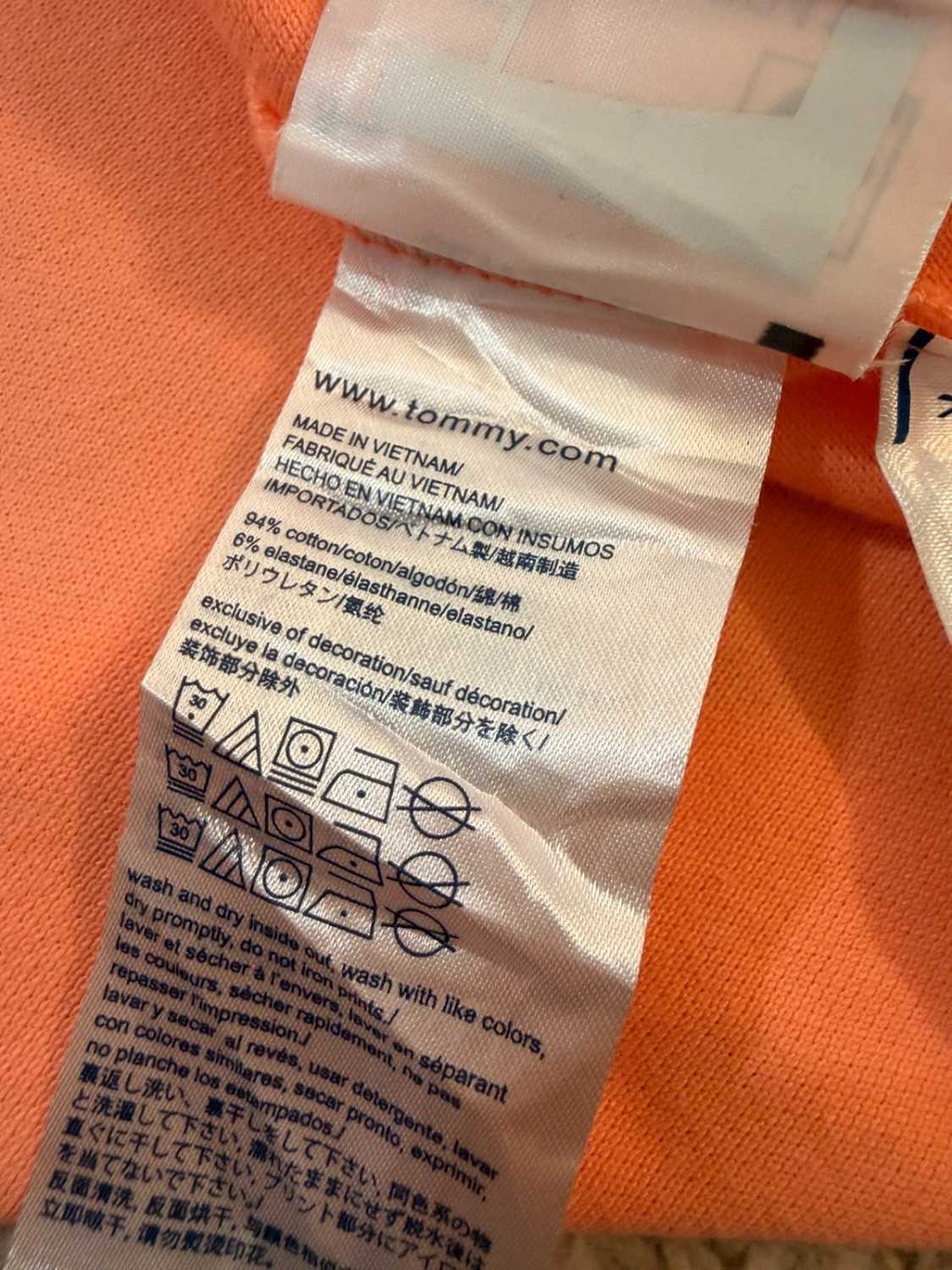 🍑Polo Tommy Hilfiger Col V Abricot Neuf Avec Étiquette