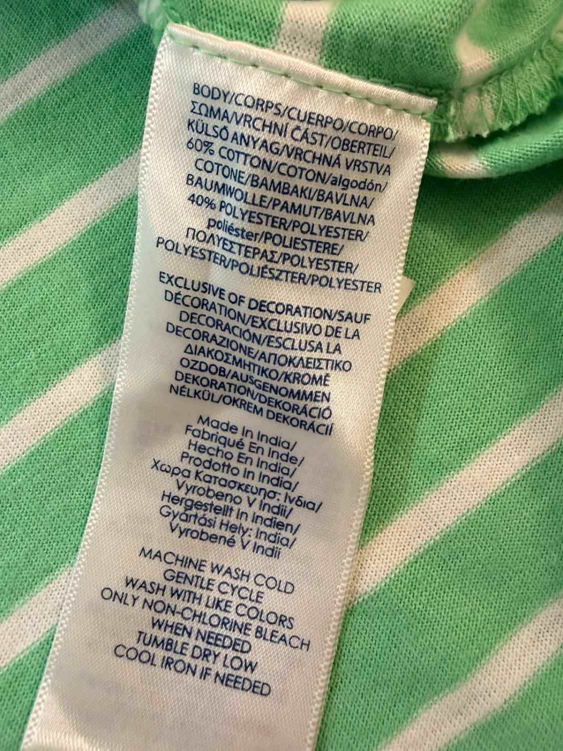 🌿🤍 Polo Chaps à Rayures Vert/Blanc - Natural Stretch XL