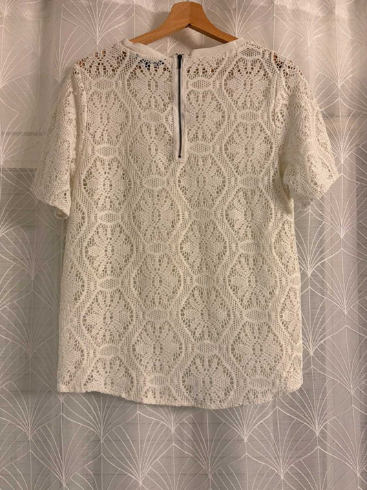 🤍👚Blouse Banana Republic en coton, blanc transparent à manches courtes.