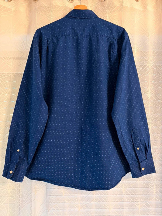 Camisa Michael Kors Homem Tailored Fit - Marinho com Padrão - Tamanho L