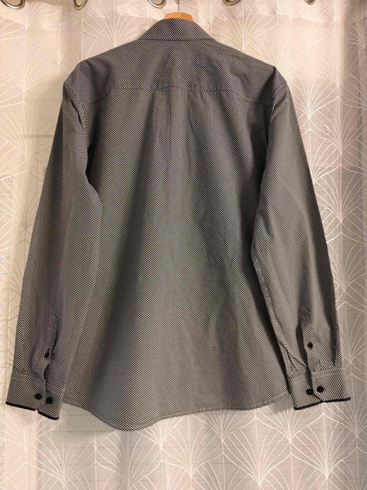Chemise Hugo Boss Stretch Micro-Motifs Géométriques Noir Blanc – Taille XL | Seconde Main