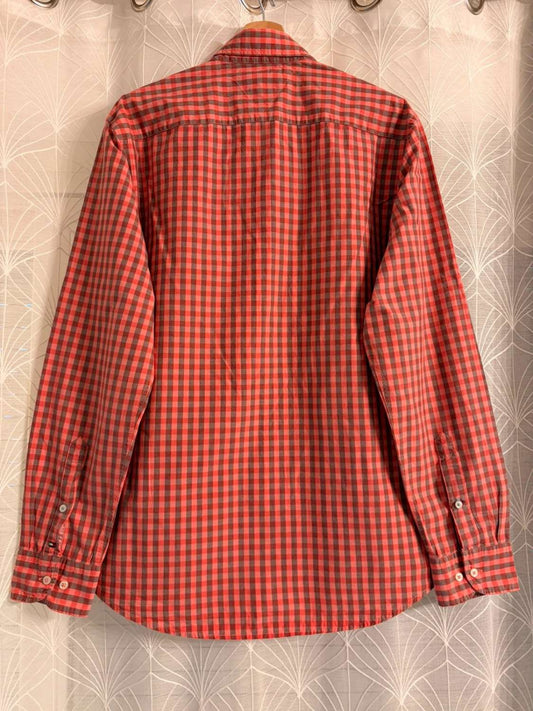 Chemise Tommy Hilfiger New York Fit À Carreaux Corail/Bordeaux – Taille L | Seconde Main