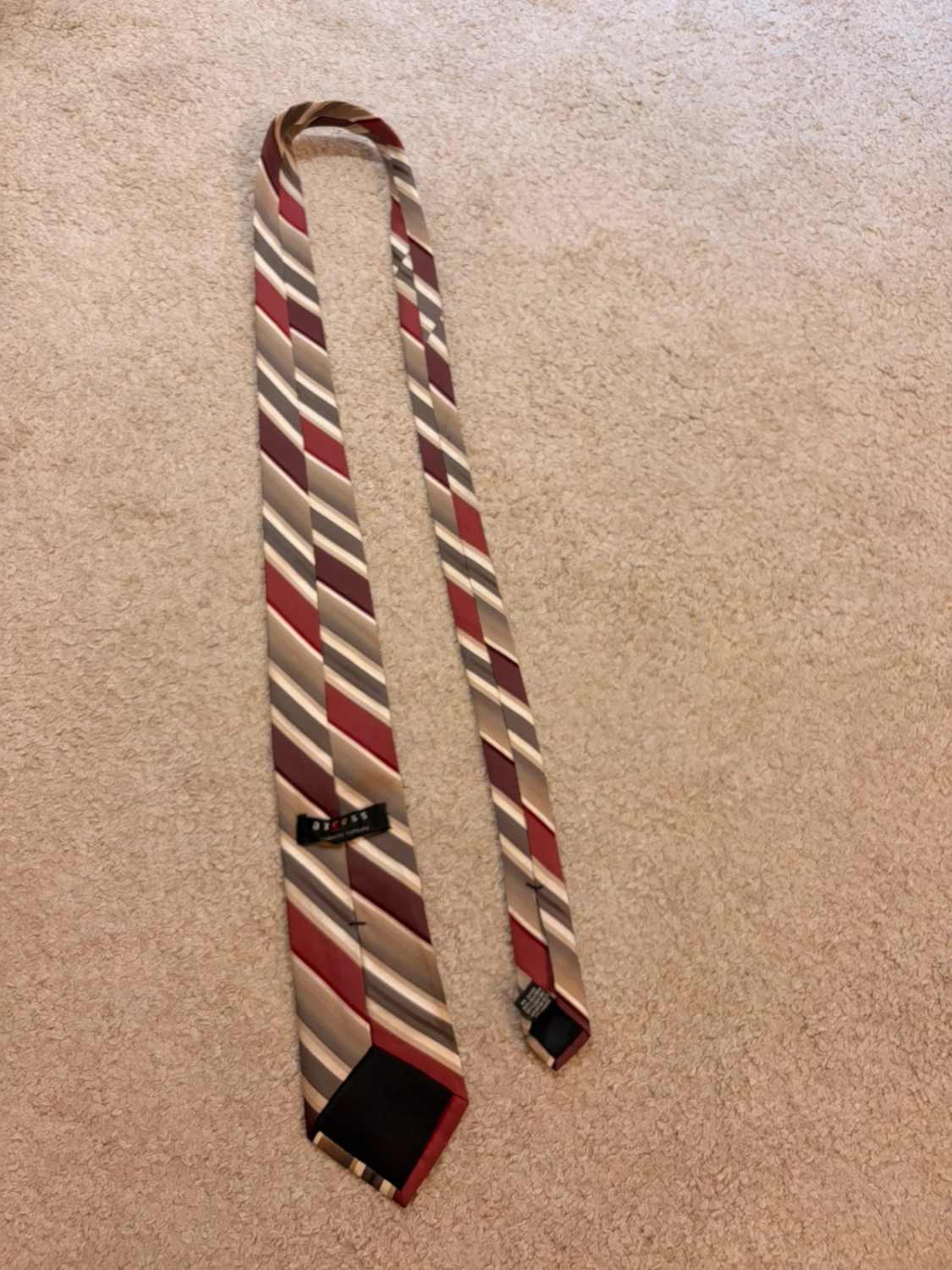 👔 Cravate Axcess - Rayures Bordeaux & Kaki