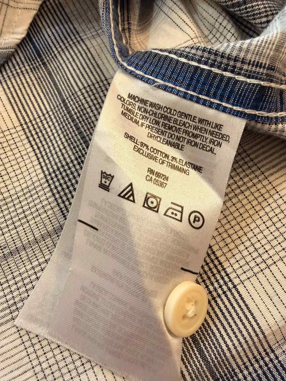 Columbia Blue, Gray, Navy & White Plaid Shirt - M